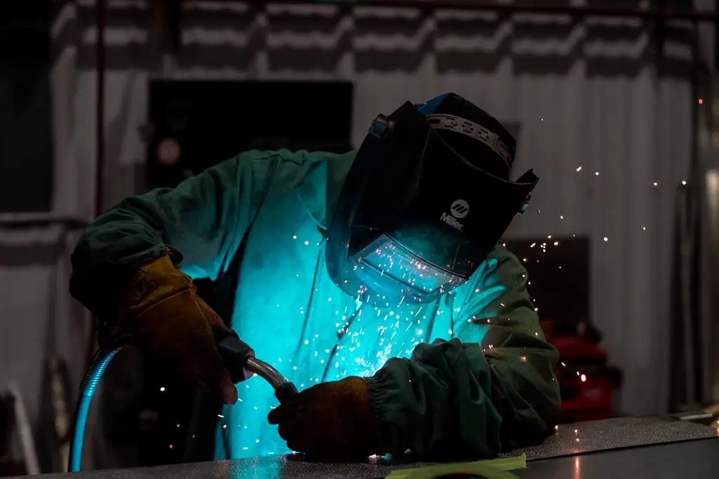 An RW LaPine welder works on repairs through metal welding.